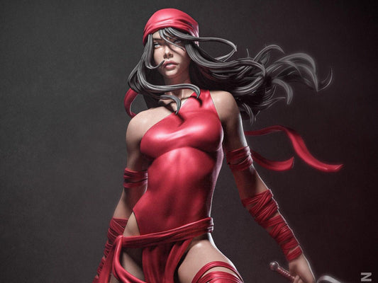 Exclusive Marvel Elektra 3D Printed Statue: Detailed NSFW Fan Art Collectible - Assassin Anti-Heroine