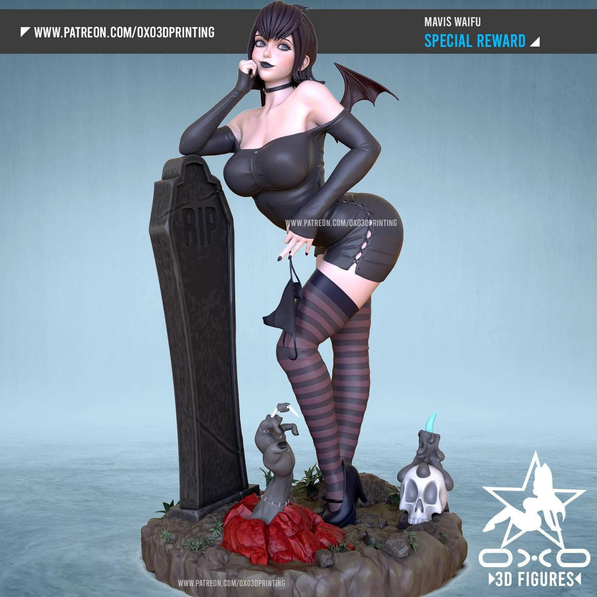 Mavis Dracula NSFW 3D Printed Statue – Mature Vampire Pin-Up Resin Figure, Made to Order for Adult Collectors & Fans