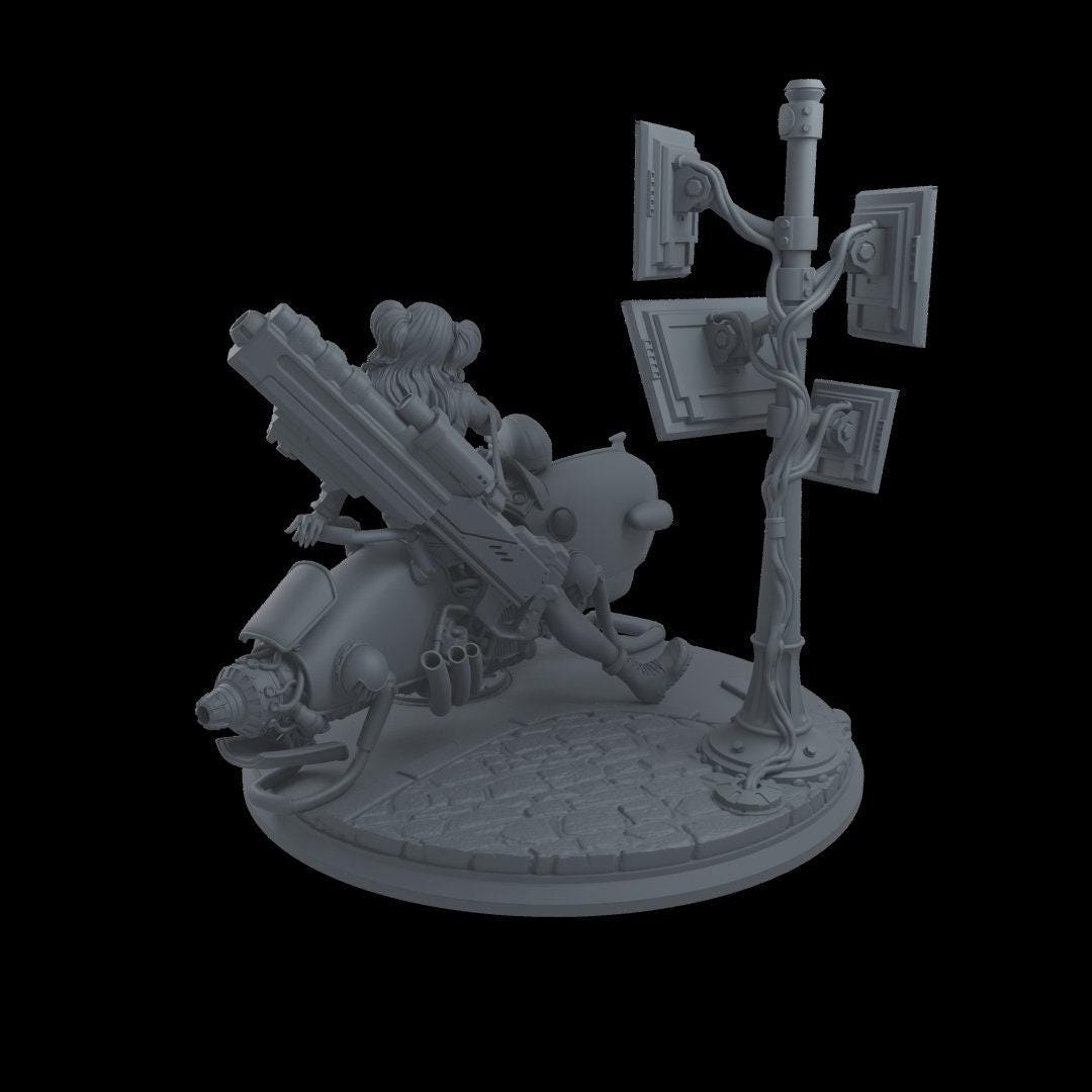 Future Biker Babe NSFW 3D Printed Statue – Mature Sci-Fi Pin-Up Resin Collectible, Made to Order for Adult Collectors
