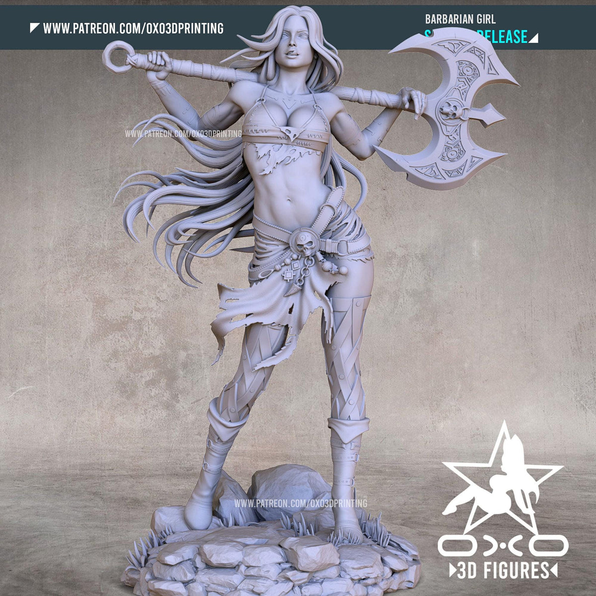 Barbarian Waifu NSFW 3D Printed Statue – Mature Fantasy Warrior Resin Collectible, Made to Order for Adult Collectors