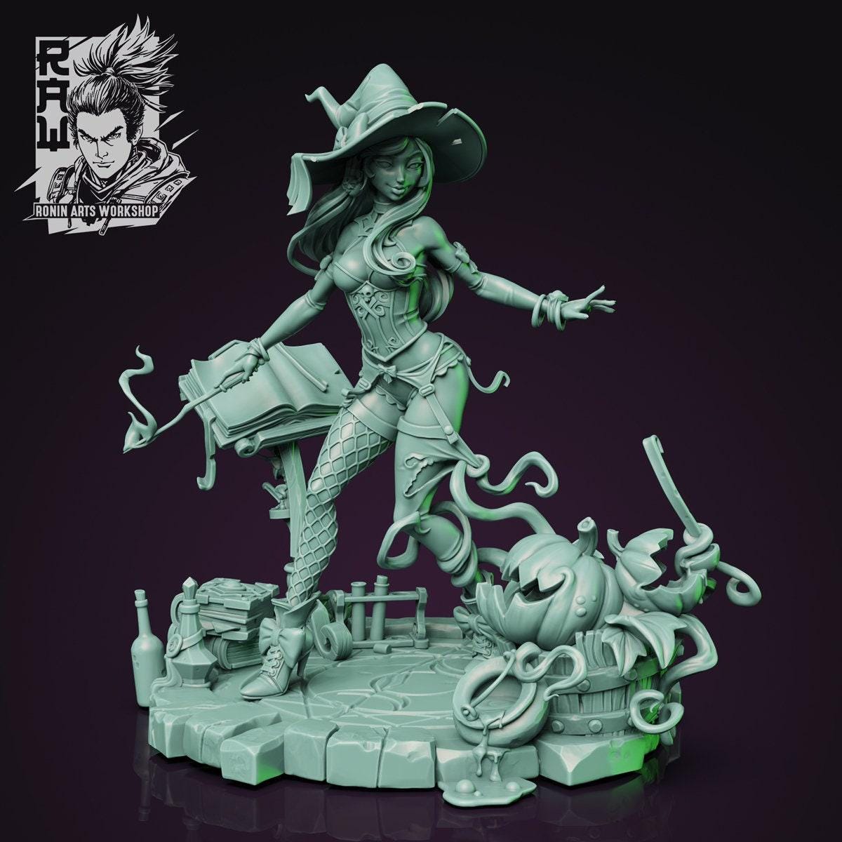 Pinup Hazel NSFW 3D Printed Statue – Mature Witch Pin-Up Resin Collectible, Made to Order for Adult Collectors & Fans