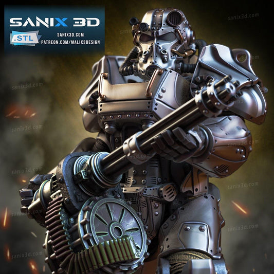 Fallout T-60 Power Armor Collectible 3D Printed Resin Statue | Hand Painted or Unpainted Figure