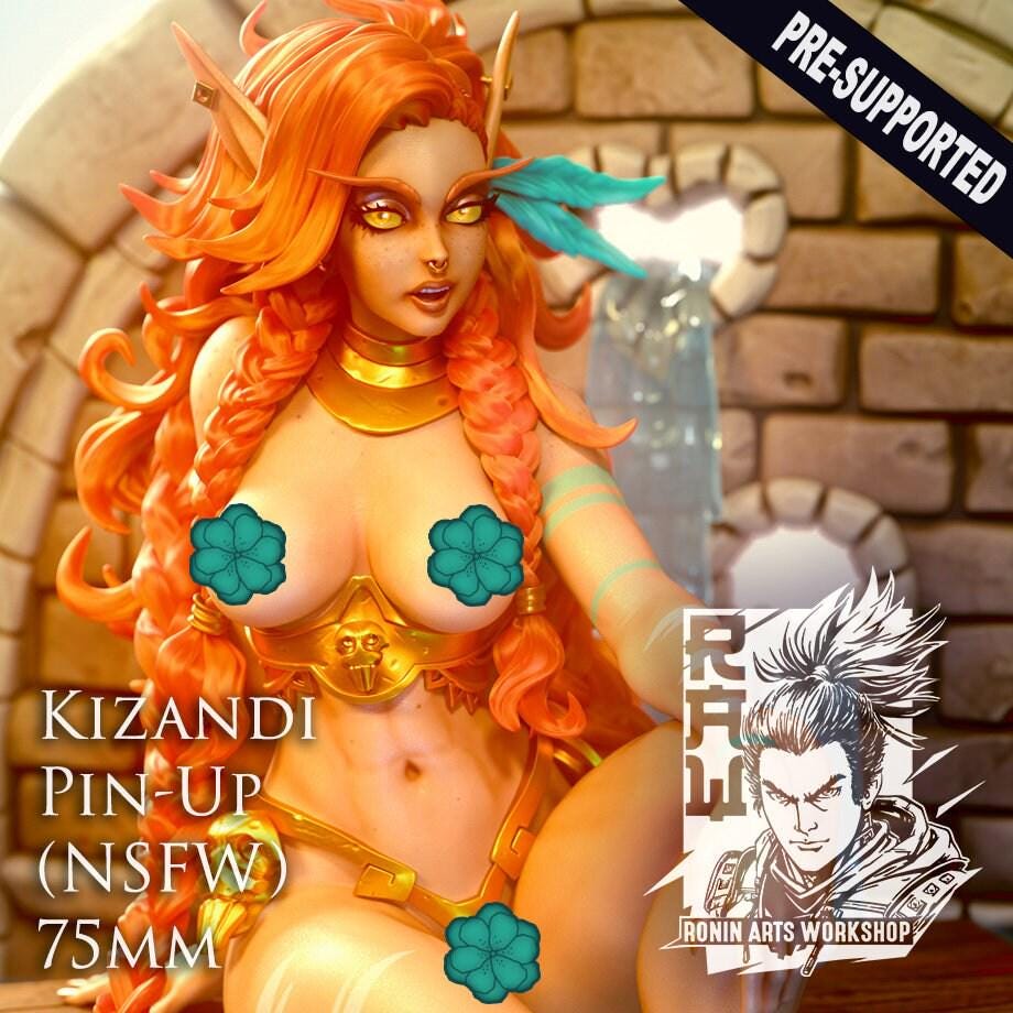 Pinup Kizadi NSFW 3D Printed Statue – Mature Playful Pin-Up Resin Collectible, Made to Order for Adult Collectors & Fans