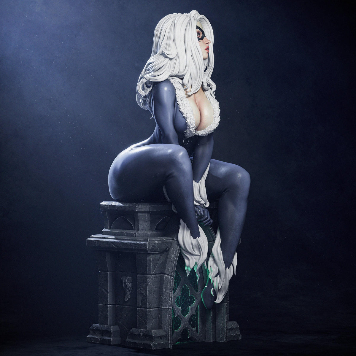 Seductive Black Cat Marvel NSFW 3D Printed Statue – Mature Comics Resin Collectible, Made to Order for Adult Collectors