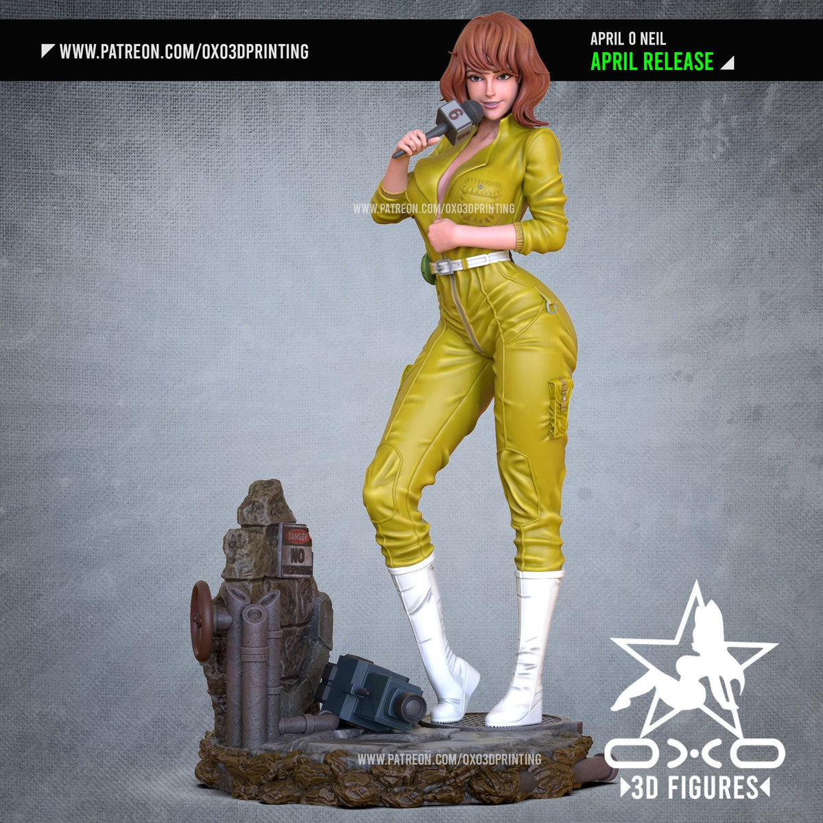 April O'Neal NSFW 3D Printed Statue – Mature Classic Reporter Resin Collectible, Made to Order for Adult Collectors