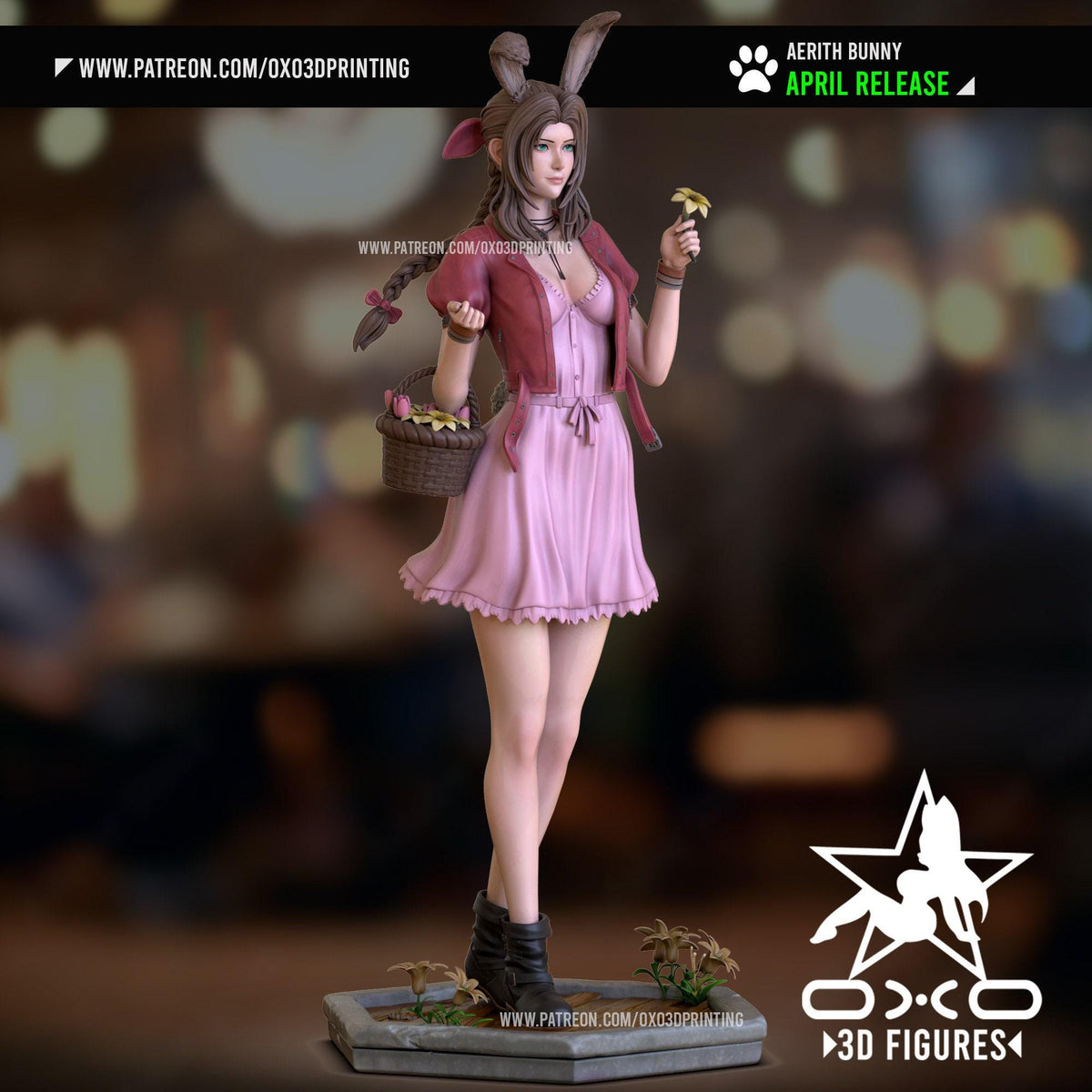 Aerith Bunny NSFW 3D Printed Statue – Mature Final Fantasy Pin-Up Resin Collectible, Made to Order for Adult Collectors