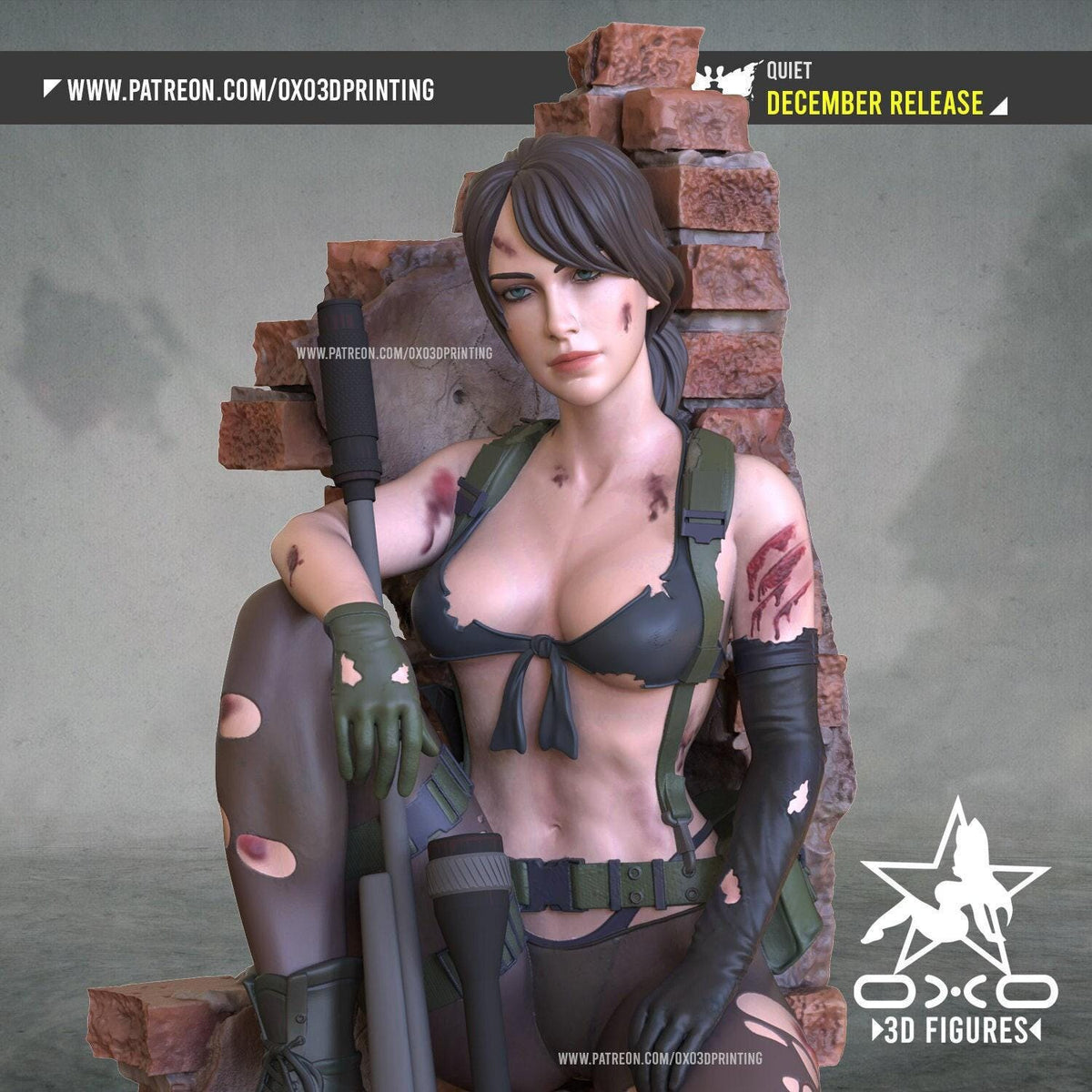 Quiet Metal Gear NSFW 3D Printed Statue – Mature Military Sci-Fi Resin Collectible, Made to Order for Adult Collectors