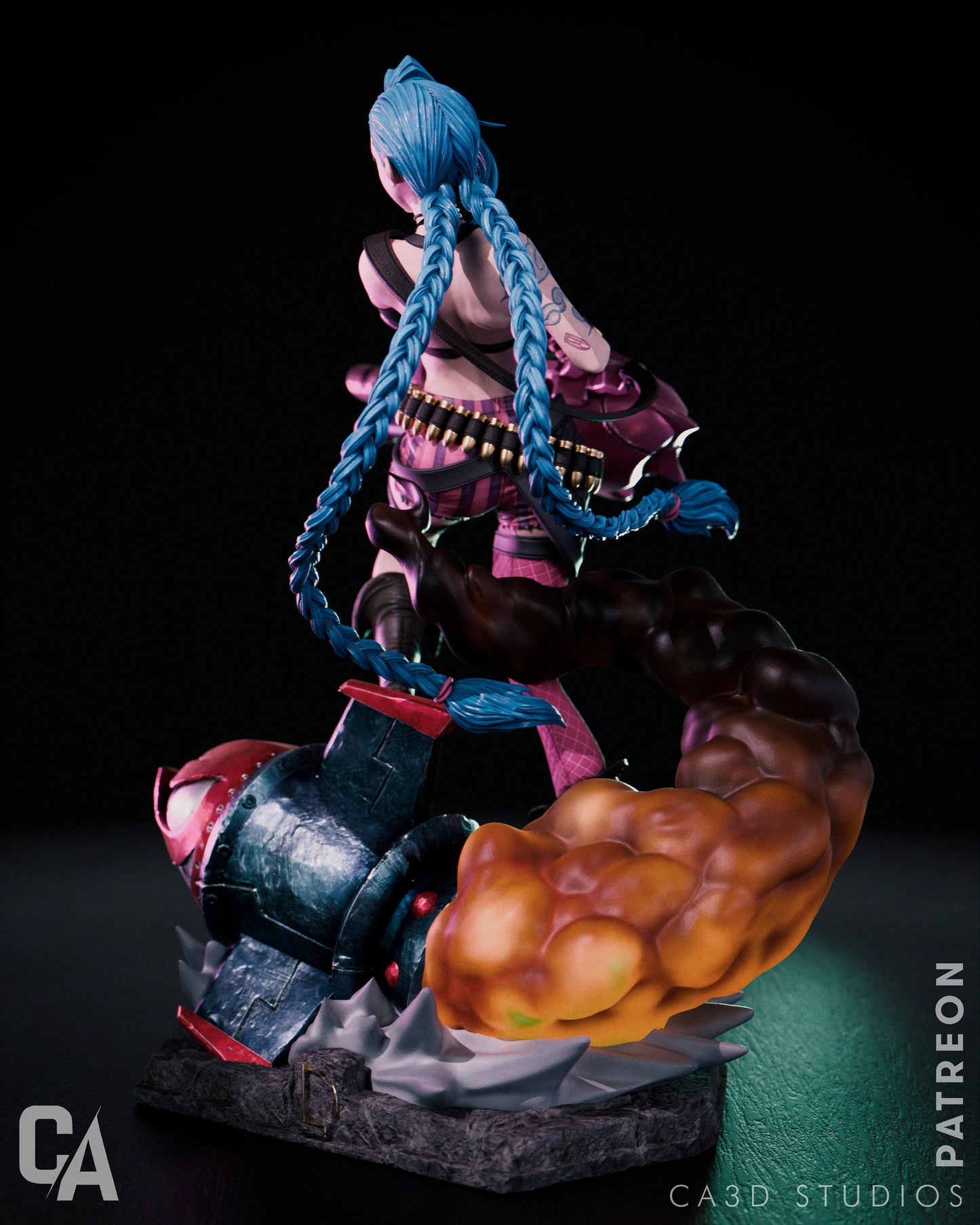 Arcane Jinx 3D Printed Statue, a Hand-Painted League of Legends Collectible Figure. A Must-Have Gaming Gift and Desk Decor.