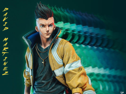 a painting of a man in a yellow jacket