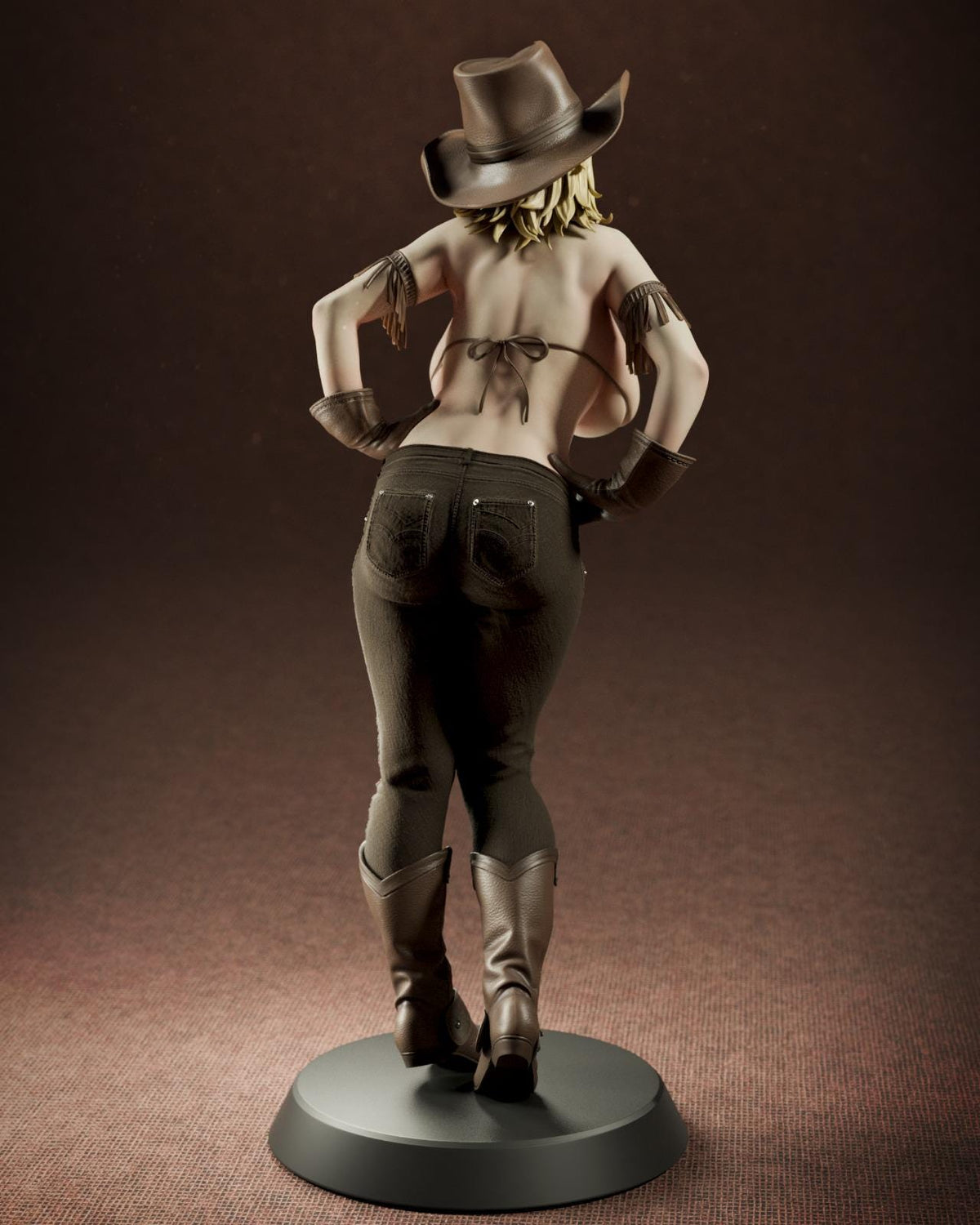 a statue of a woman wearing a cowboy hat