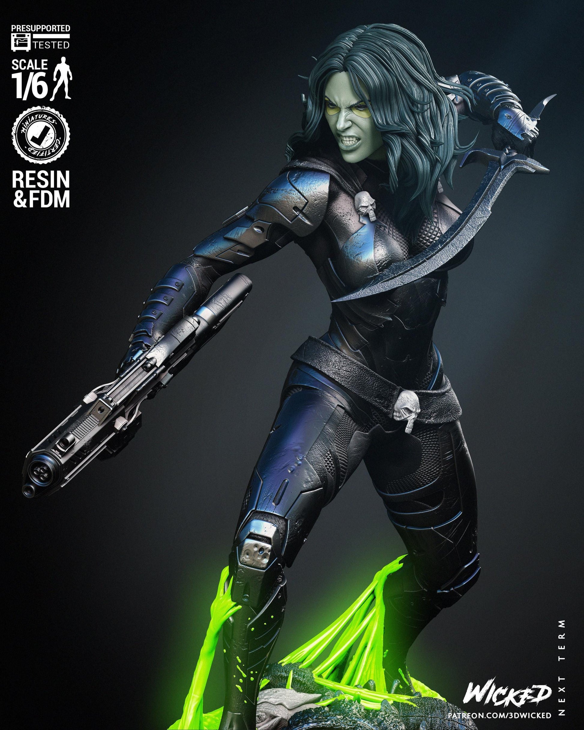 a woman in a futuristic suit holding a gun