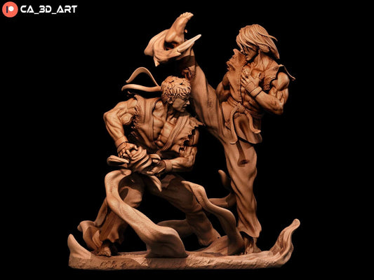 Ken and Ryu Street Fighter Collectible Resin Statues – Painted & Unpainted 3D Printed Model Kits