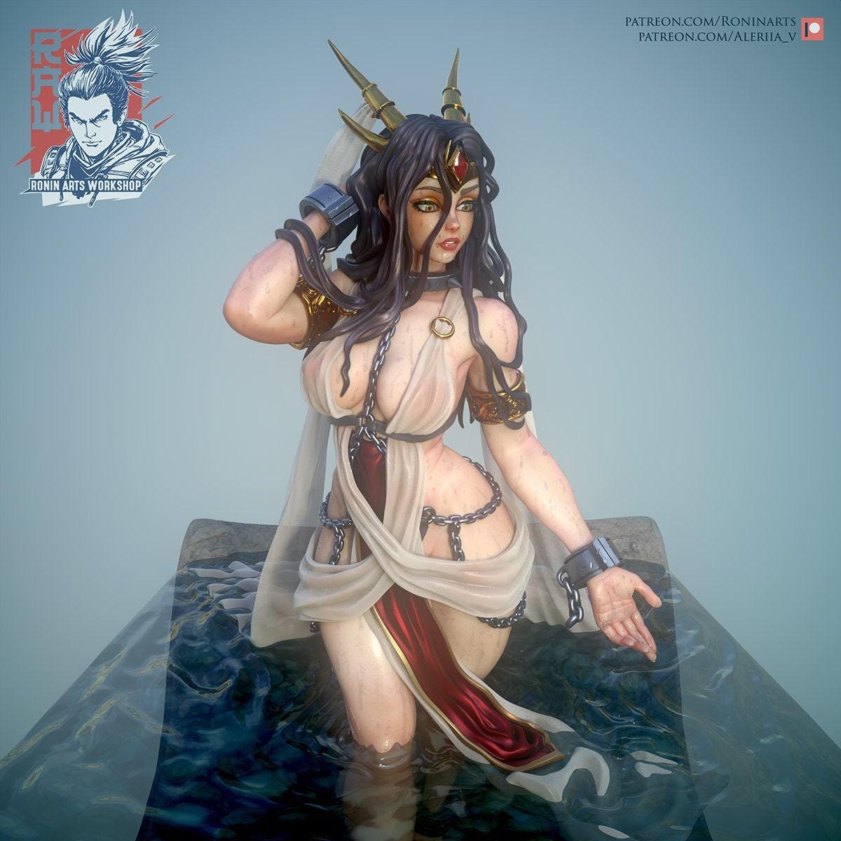 Lady Shura NSFW 3D Printed Statue – Mature Crimson Pin-Up Resin Collectible, Made to Order for Adult Collectors & Fans