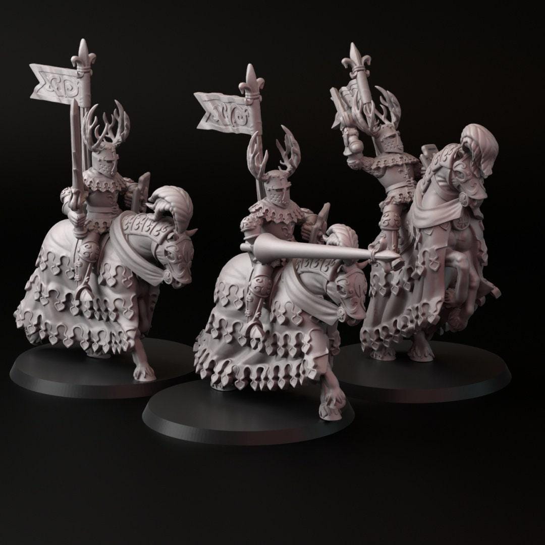 Green Knights 3D Print Collectible Resin Miniature dnd Pathfinder ttrpg wargames d20 rpg 28mm 32mm 35mm 40mm 54mm 75mm dungeons and dragons