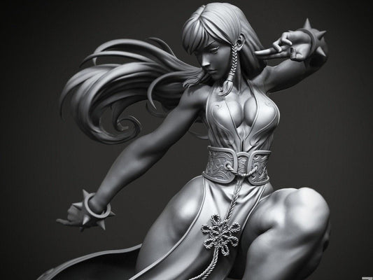 Chun Li Fanart: Dynamic 3D Printed Resin Statue - Street Fighter Collectible