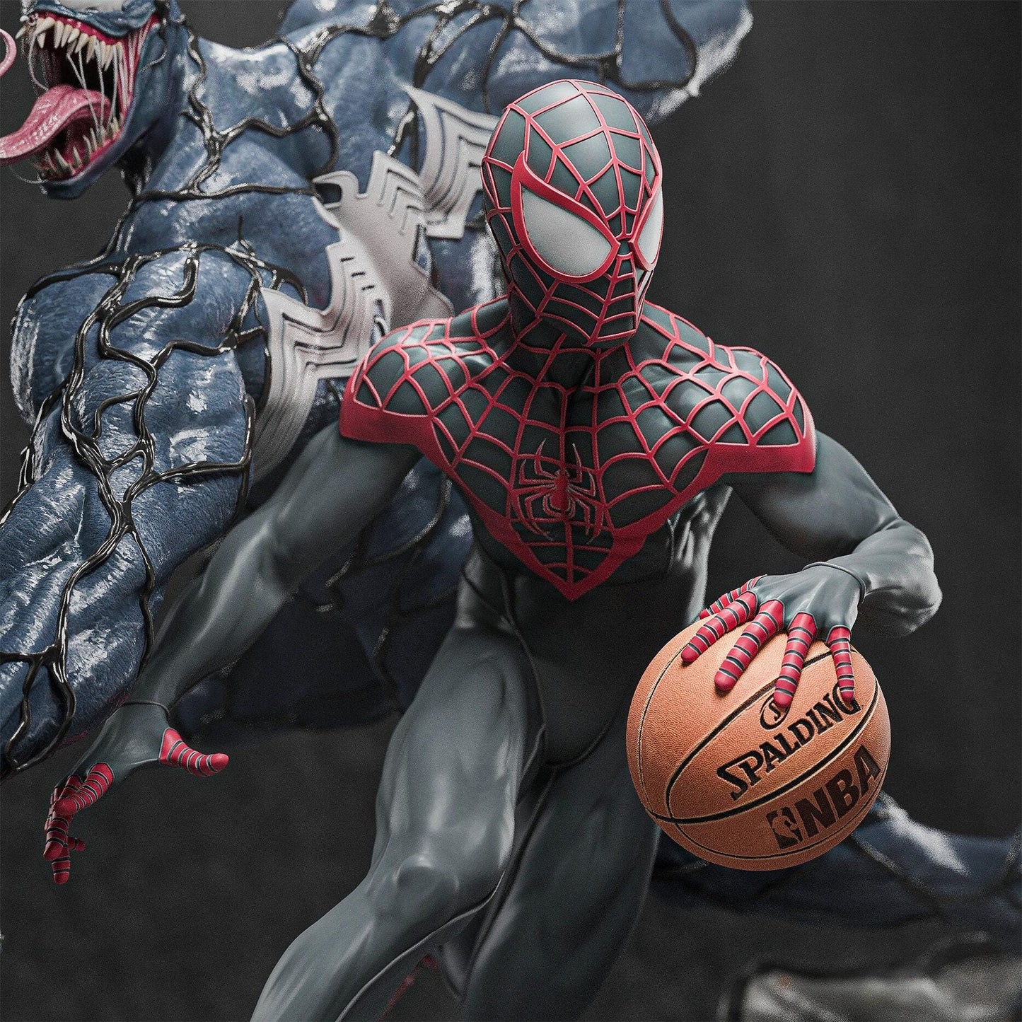 Epic Spider-Man vs Venom Basket Match 3D Printed Collectible: Dynamic Marvel Superhero Showdown