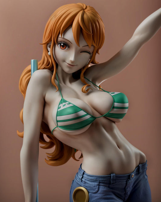 Nami Collectible Statue Hand-Painted 3D Resin Figure - Ready-to-Display Anime Heroine, One Piece Memorabilia, Scale 1/10, NSFW