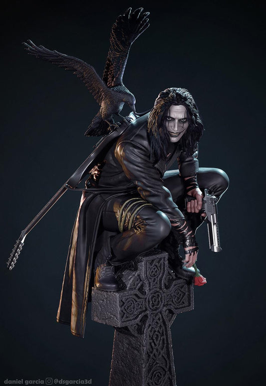 a statue of a man with a bird on his shoulder