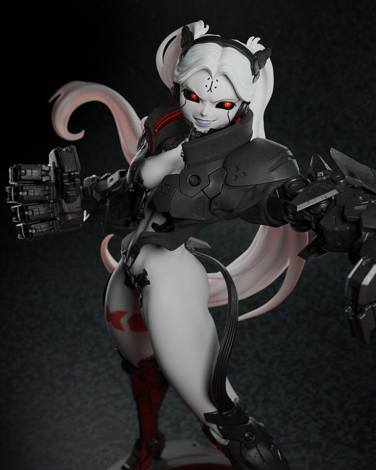 Explosive Rebecca Smasher 3D Printed Statue: Iconic Cyberpunk Edgerunners Anime Fan Art Collectible