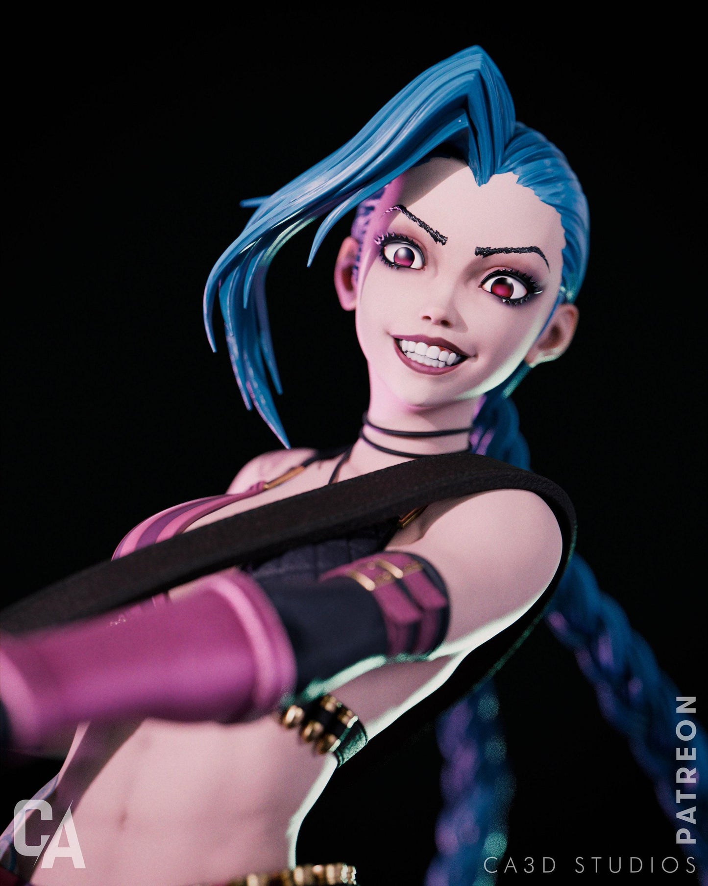 Arcane Jinx 3D Printed Statue, a Hand-Painted League of Legends Collectible Figure. A Must-Have Gaming Gift and Desk Decor.