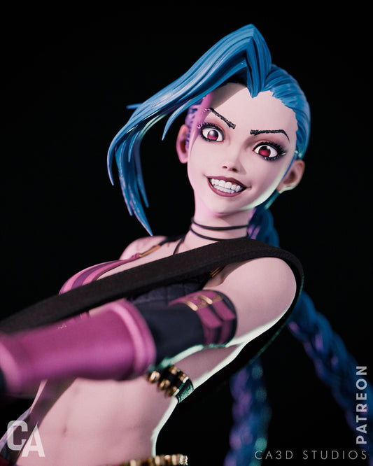 Arcane Jinx 3D Printed Statue, a Hand-Painted League of Legends Collectible Figure. A Must-Have Gaming Gift and Desk Decor.