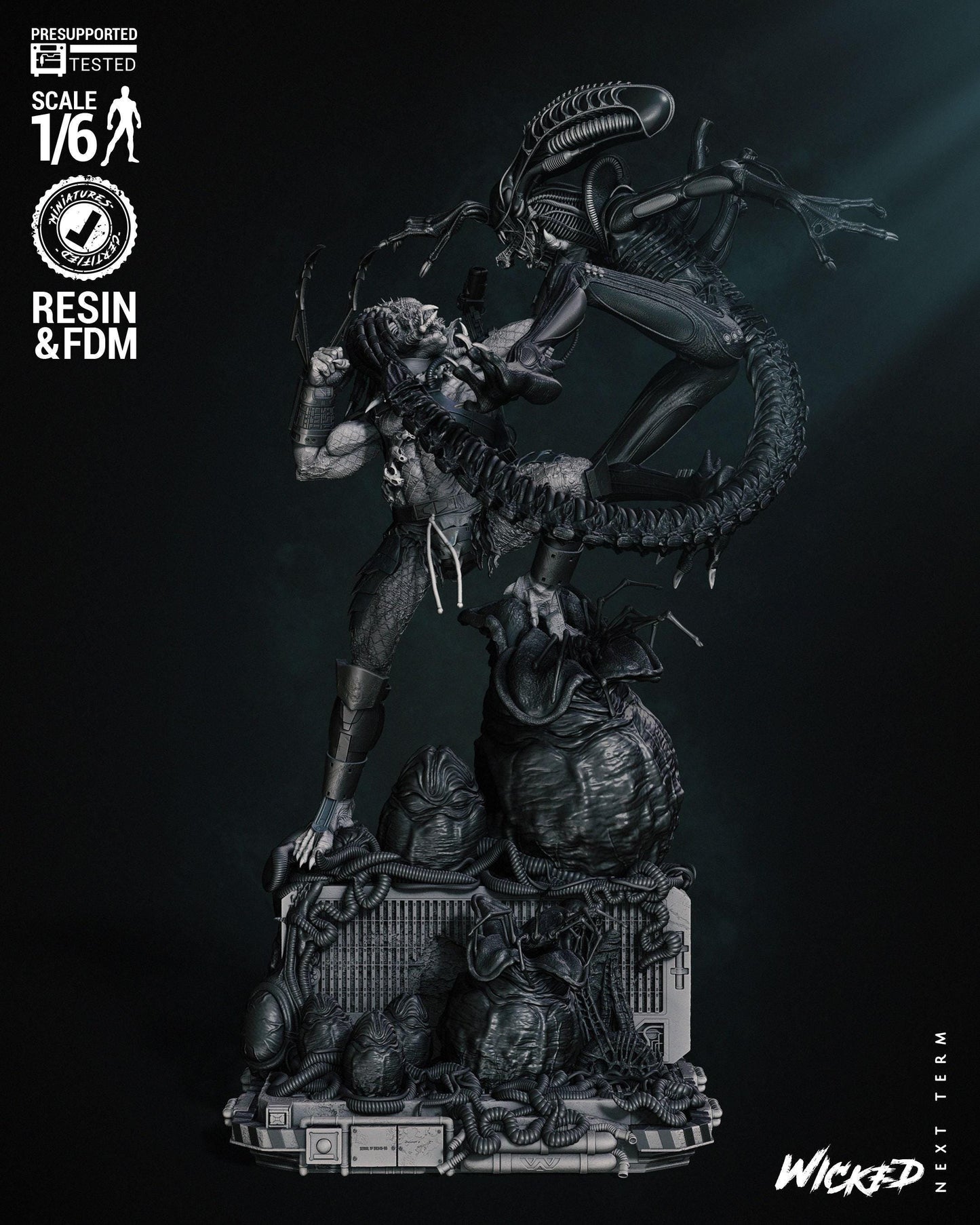 Alien vs Predator 3d print Collectible Miniature statue figure gift idea for man woman painter painted scale 1\12