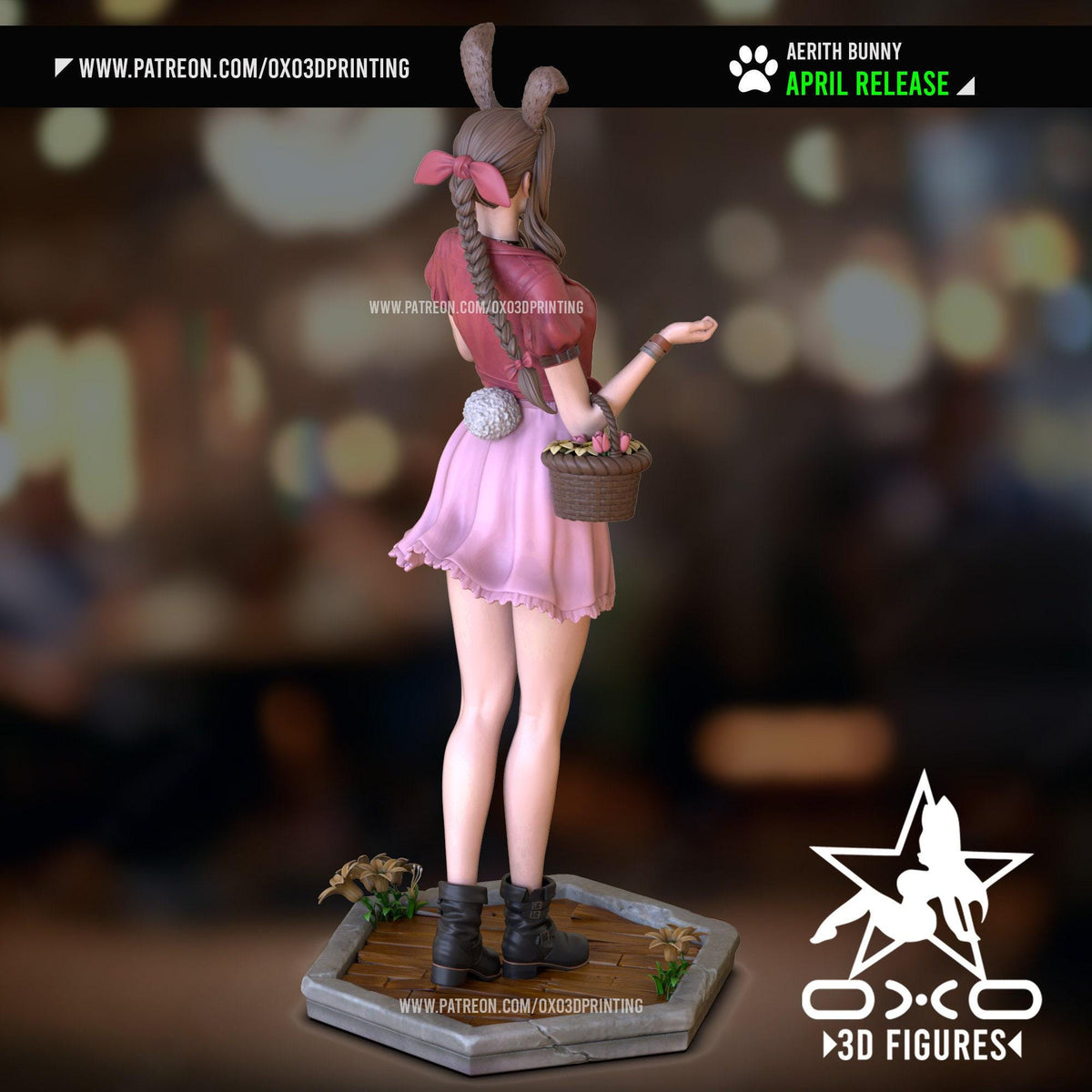 Aerith Bunny NSFW 3D Printed Statue – Mature Final Fantasy Pin-Up Resin Collectible, Made to Order for Adult Collectors