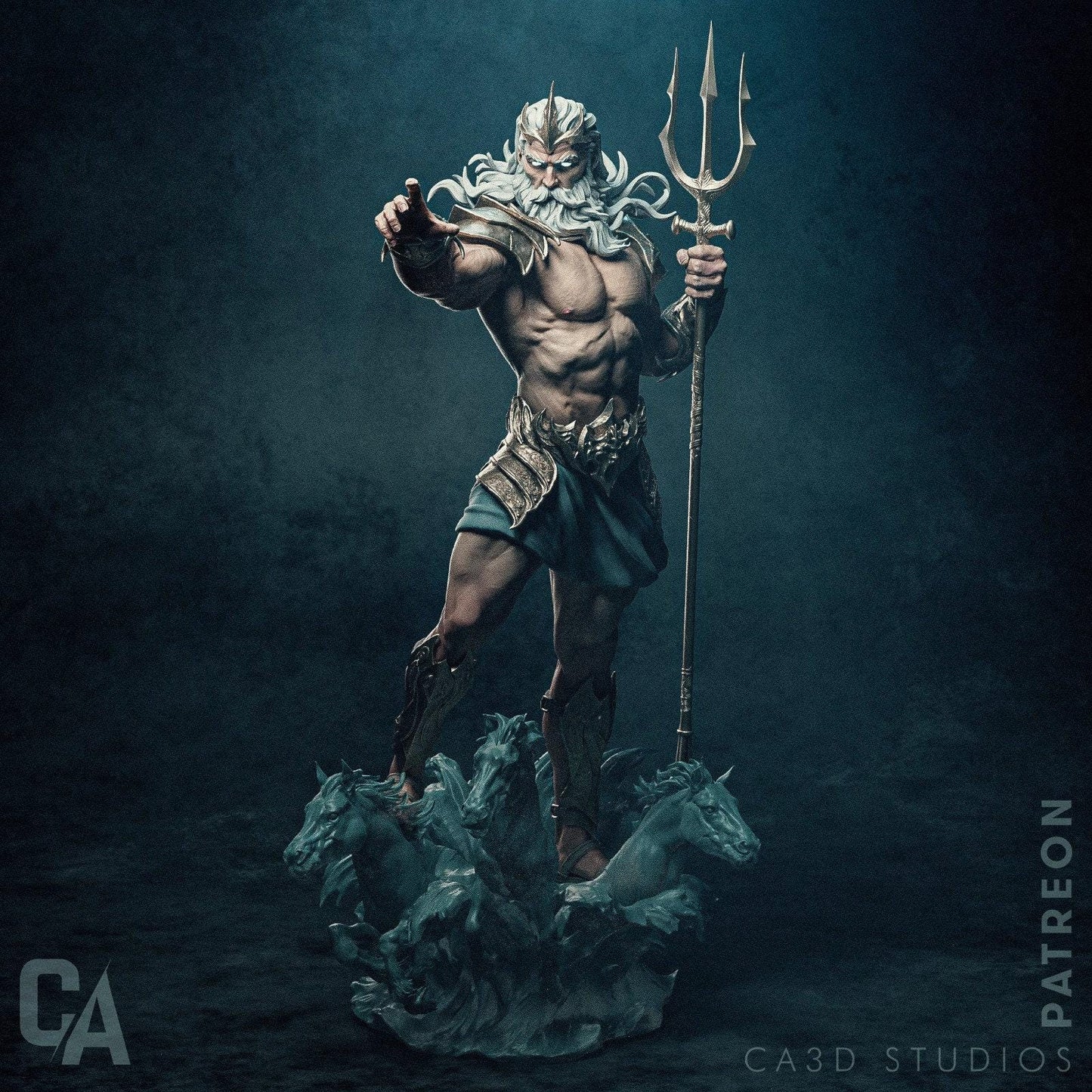 Poseidon 3D Printed Statue | Hand-Painted Greek God of the Sea Collectible Figure & Decor