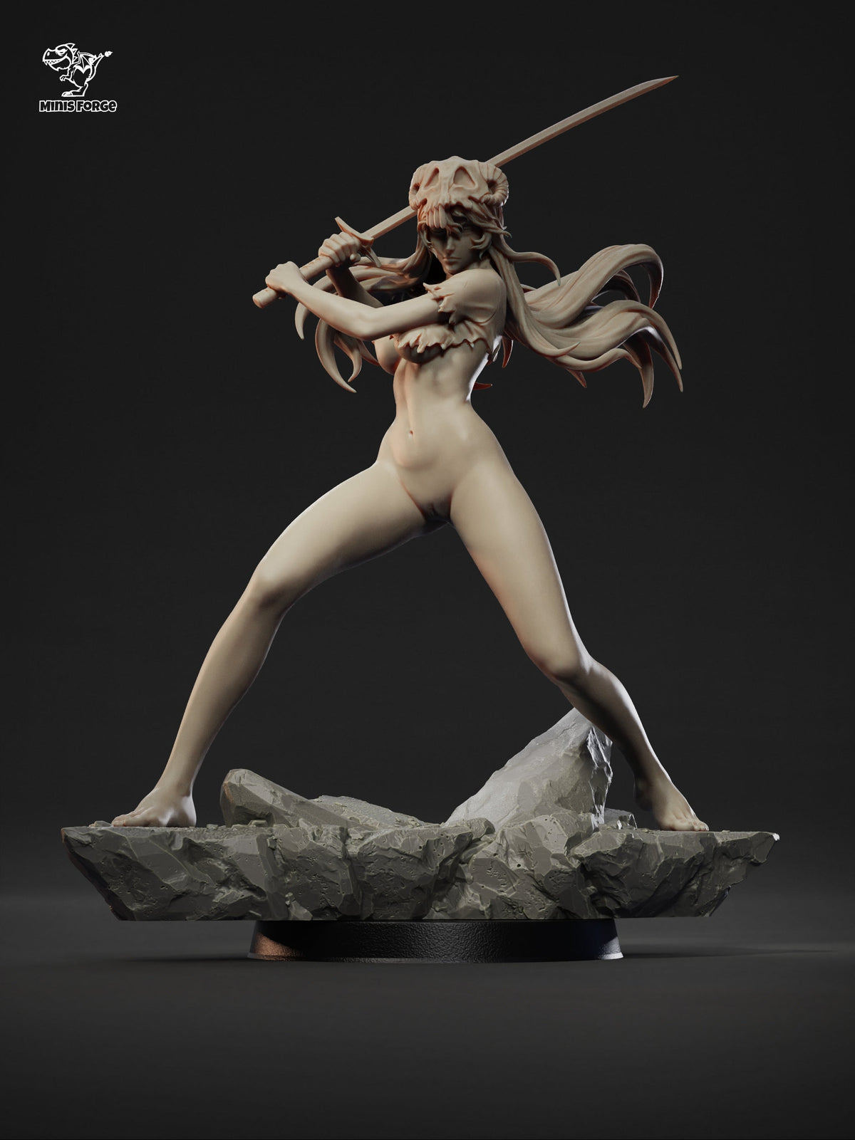 Nelliel NSFW 3D Printed Statue – Mature Anime Swordswoman Resin Collectible, Made to Order for Adult Collectors & Fans