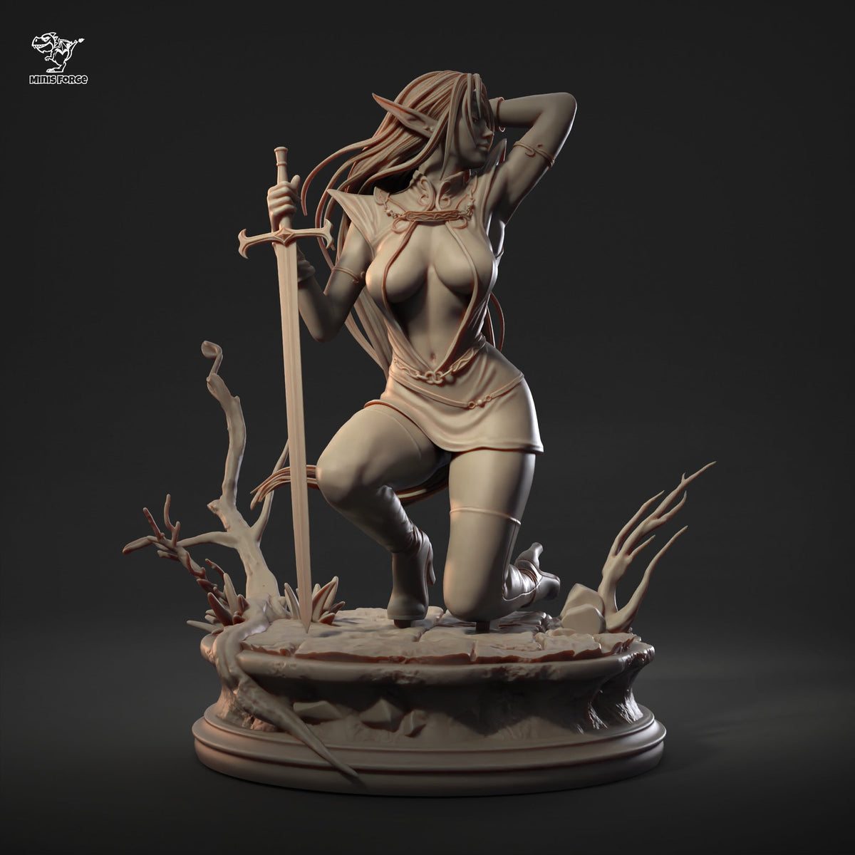 Pirotess NSFW 3D Printed Statue – Mature Dark Elf Warrior Resin Collectible, Made to Order for Adult Collectors & Fans