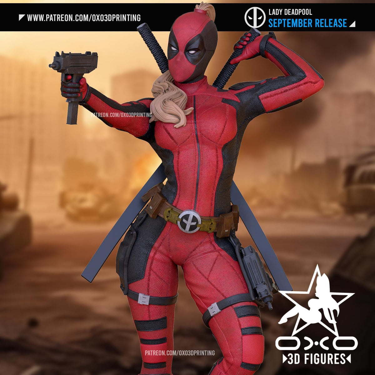 Lady Deadpool NSFW 3D Printed Statue – Mature Marvel Merc Variant Resin Collectible, Made to Order for Adult Collectors