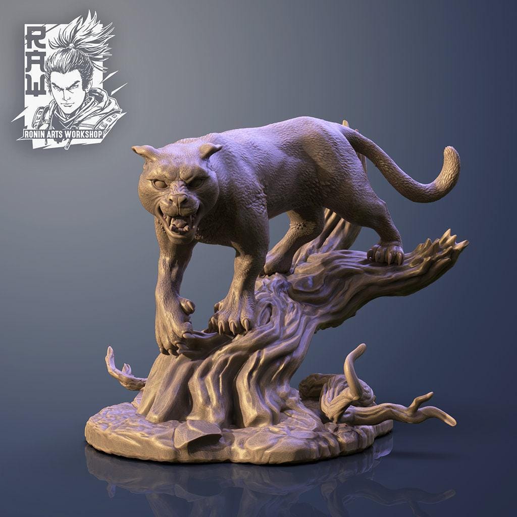 Panther and Tiger Collectible Miniature, 35 mm, Feline Fury, Tabletop miniatures, Collectible figurines, Pathfinder, dungeons and dragons