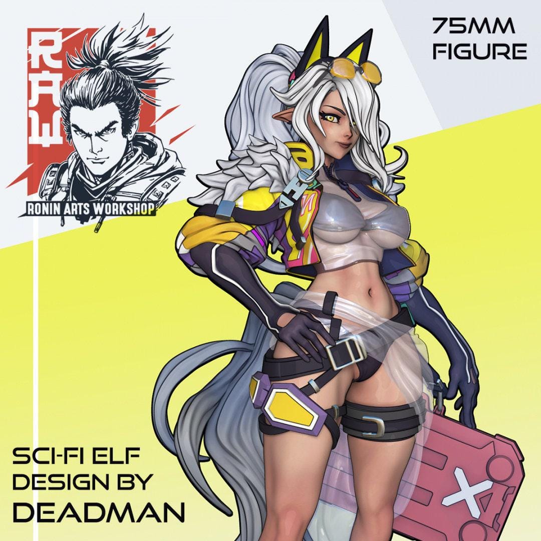 Sci-fi Pinup Elf 1:16 Scale Miniature - Painted/Unpainted - Futuristic Elf Warrior