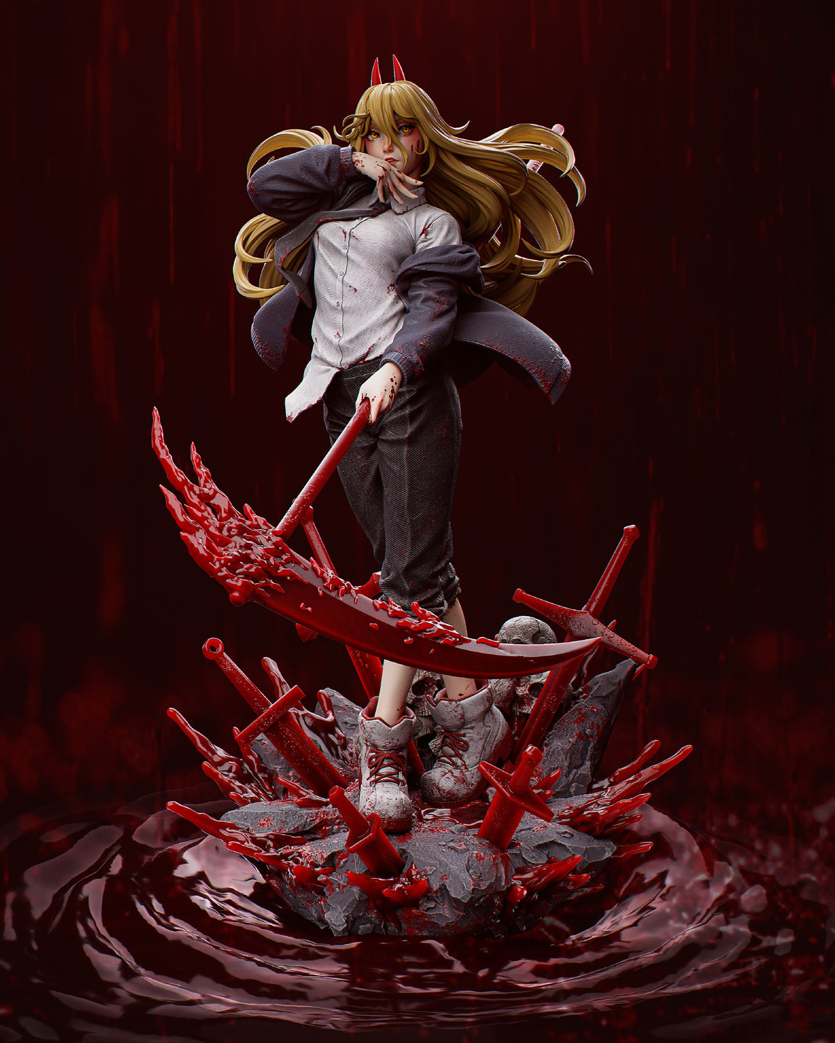 Power NSFW 3D Printed Statue – Mature Chainsaw Man Fiend Resin Collectible, Made to Order for Adult Collectors & Fans