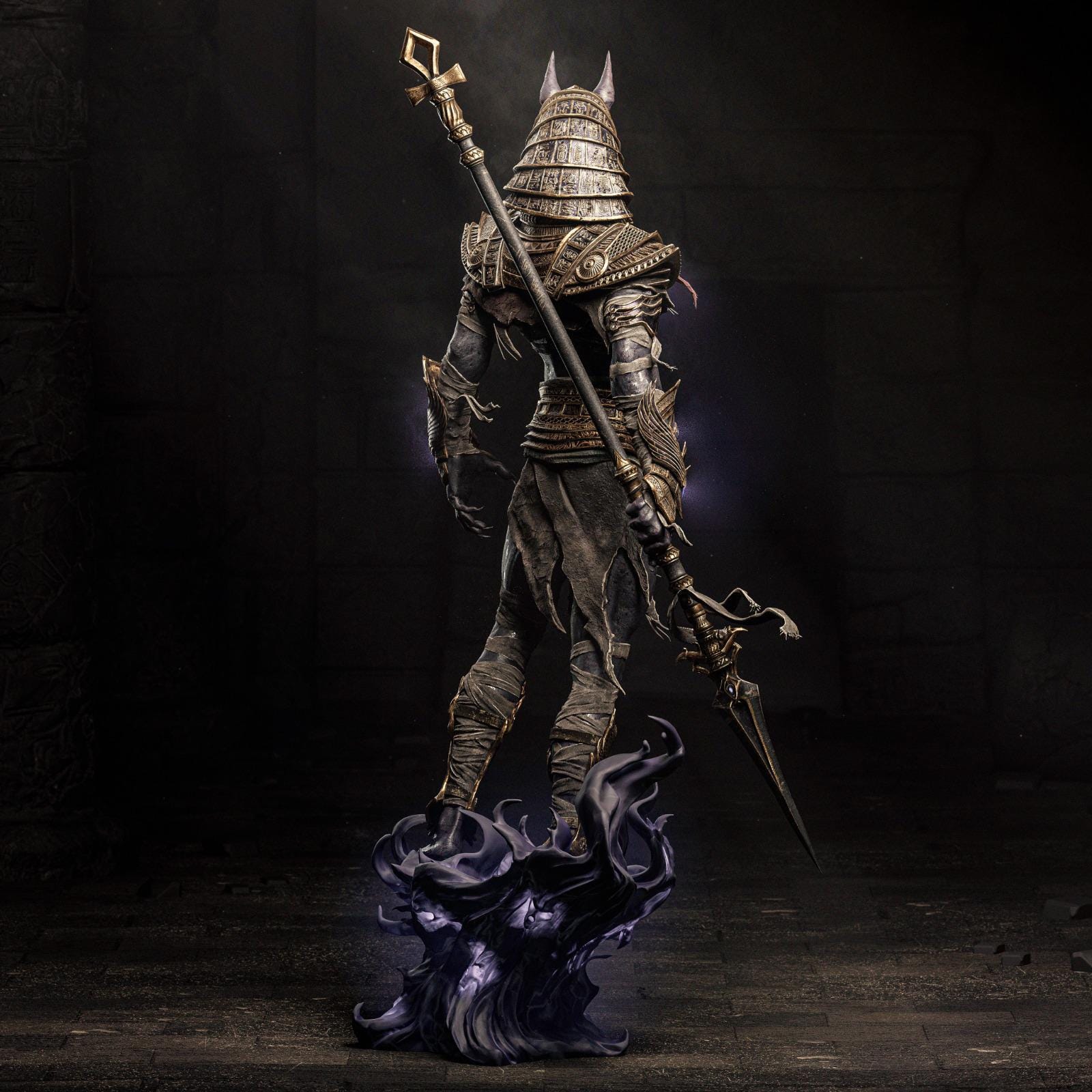 a statue of a knight holding a sword