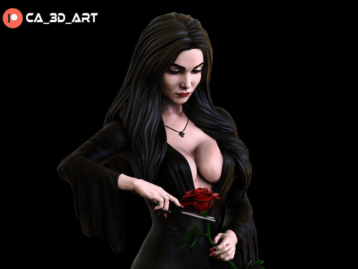 Morticia Addams NSFW 3D Printed Statue – Mature Gothic Matriarch Resin Collectible, Made to Order for Adult Collectors