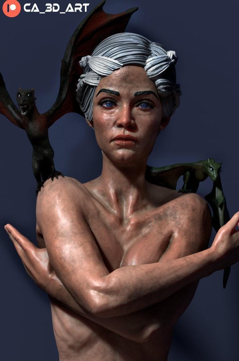 Daenerys Targaryen NSFW 3D Printed Statue – Mature Dragon Queen Resin Collectible, Made to Order for Adult Collectors