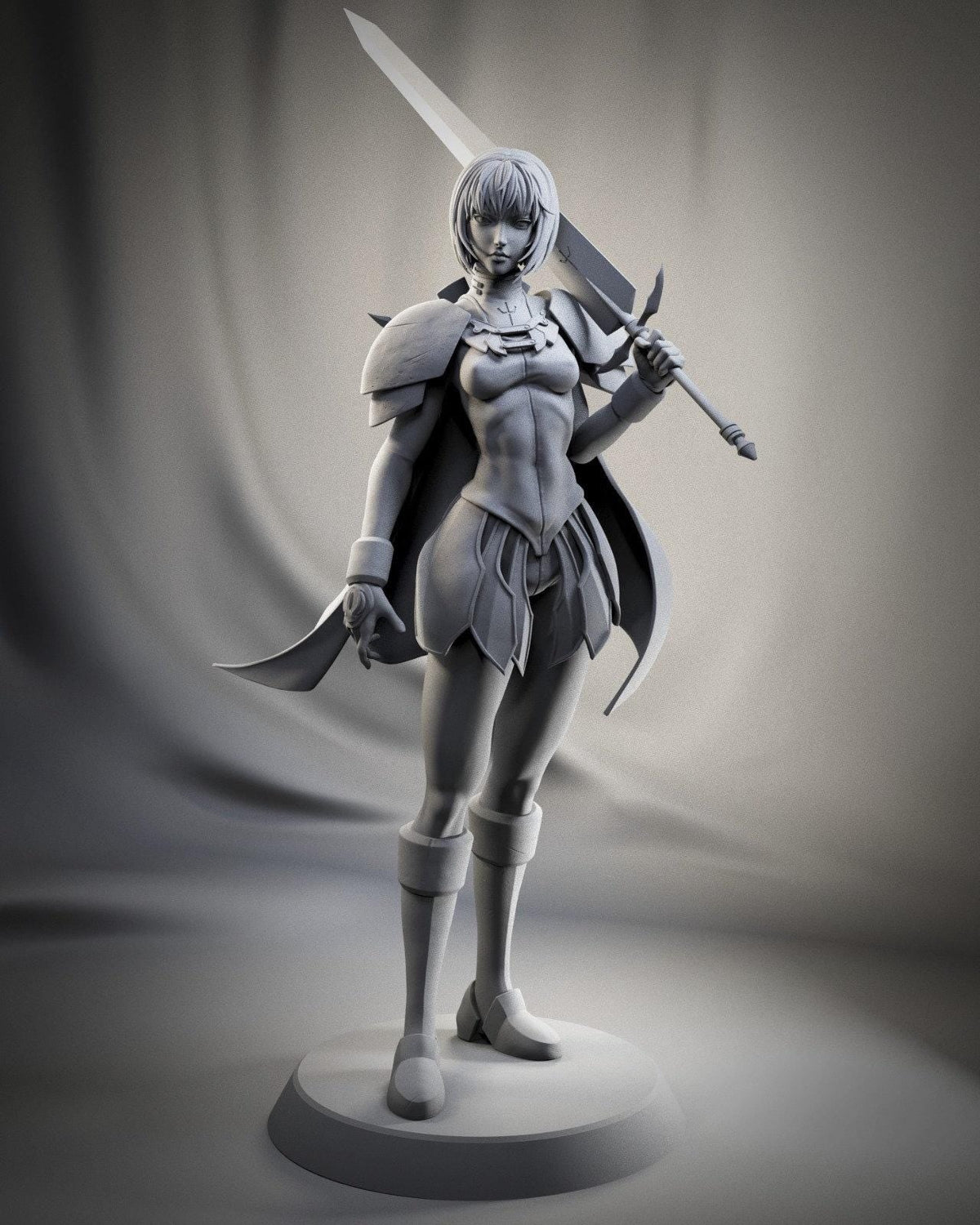Clare NSFW 3D Printed Statue – Mature Silver-Eyed Warrior Resin Collectible, Made to Order for Adult Collectors & Fans