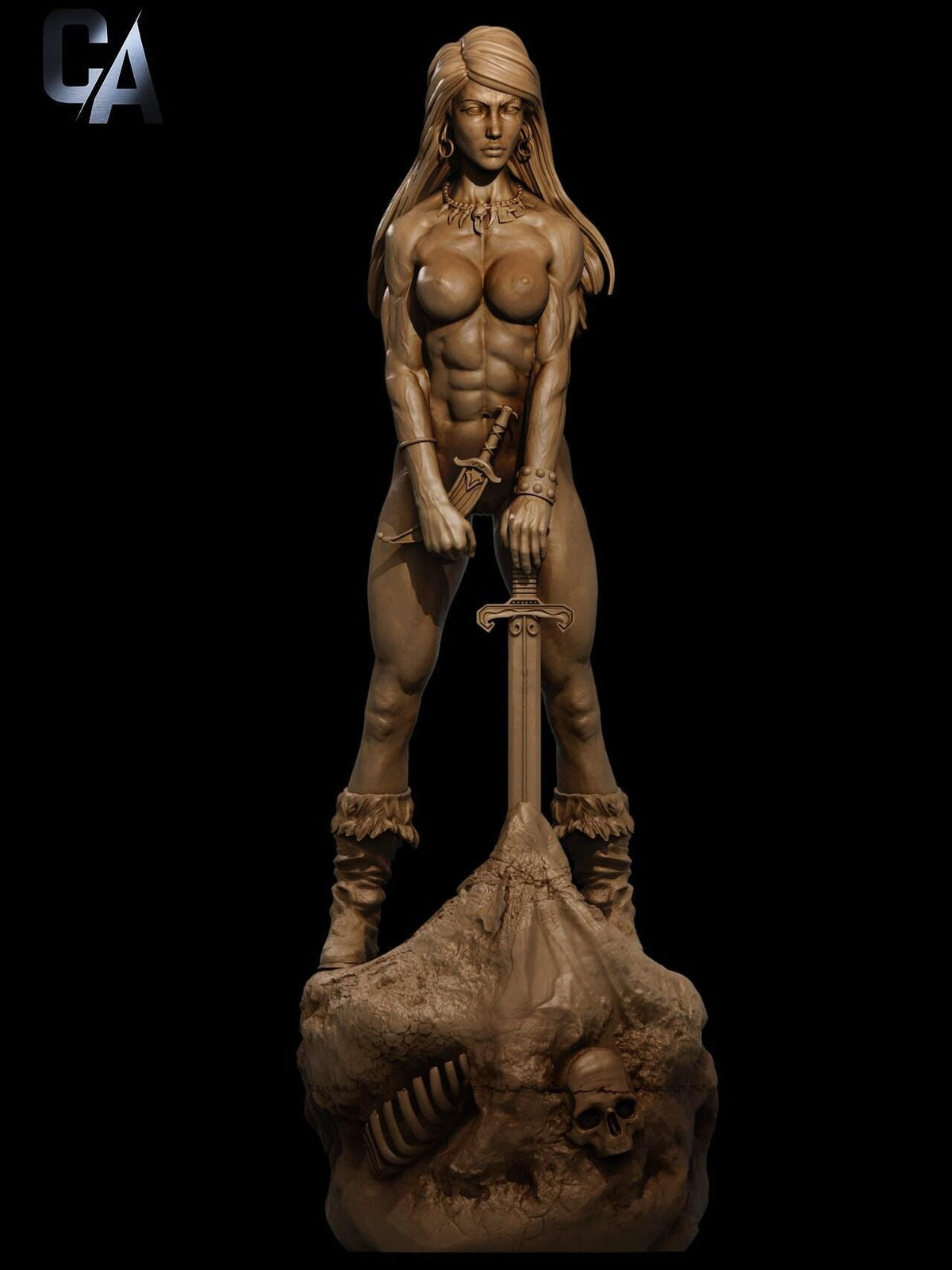 Female Conan NSFW 3D Printed Statue – Mature Hyborian Barbarian Resin Collectible, Made to Order for Adult Collectors
