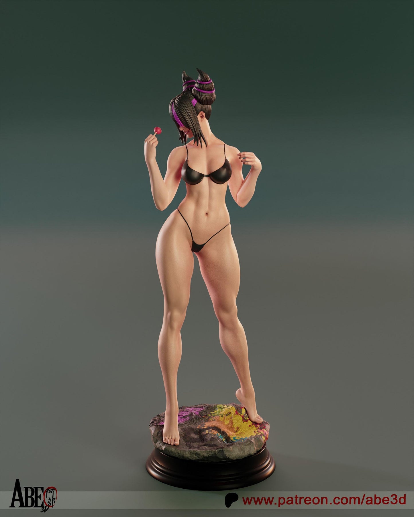 Juri Hand-Painted 3D Resin Statue - Ready-to-Display Taekwondo Siren, Street Fighter 6 Art, Villainous Centerpiece