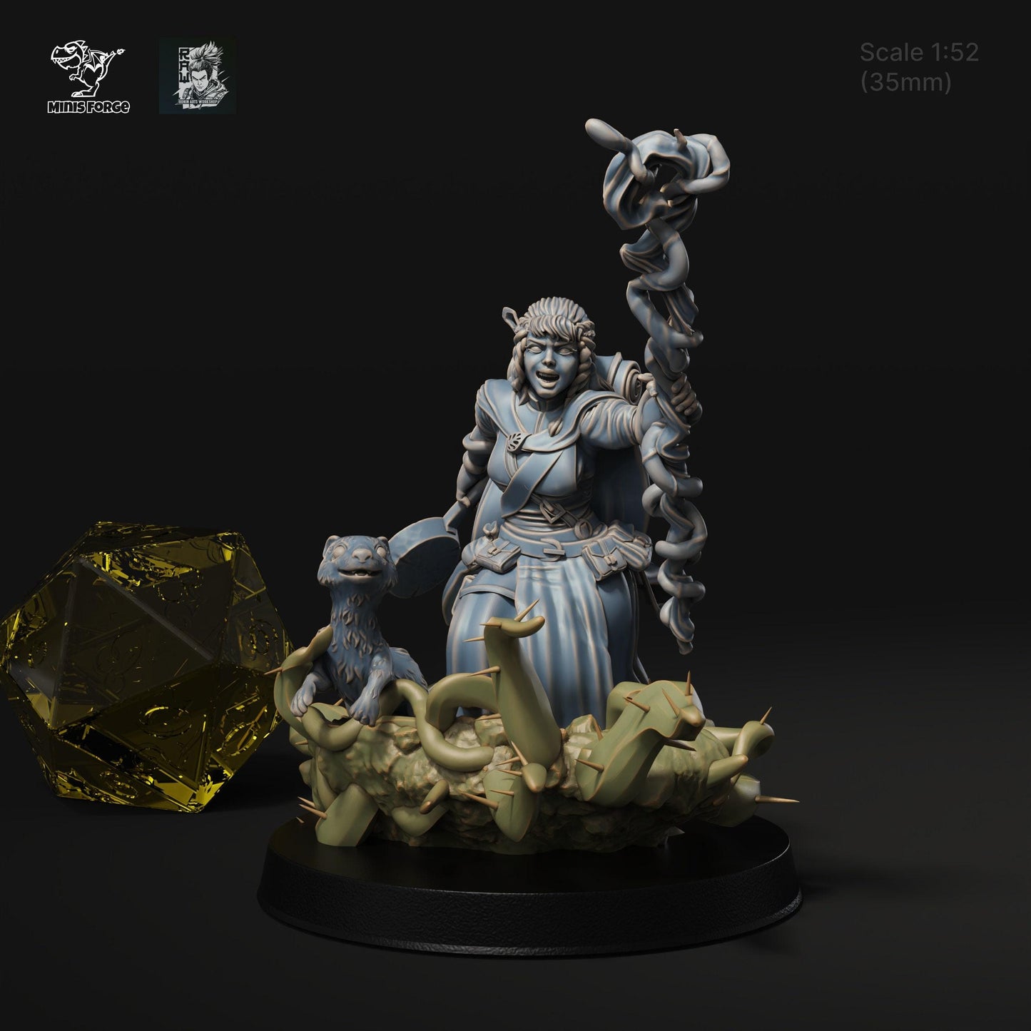 Maara Halfling Druid: Embrace the Magic of Nature with a 3D-Printed Miniature for DnD, Pathfinder, Warsurge, and Tabletop Adventures