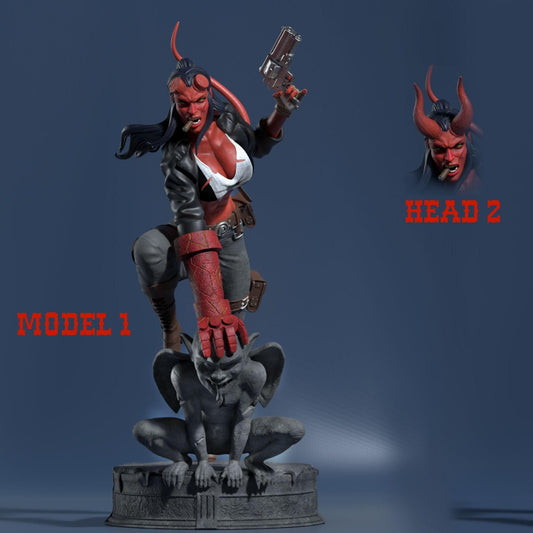 Hellboy-Inspired Demon Girl Resin Statue - Hand-Painted Marvel-esque Collectible