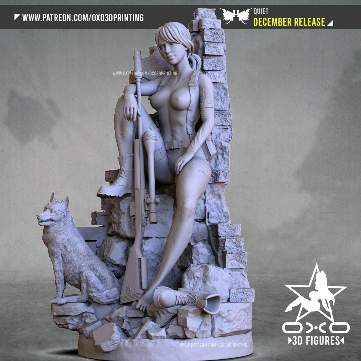 Quiet Metal Gear NSFW 3D Printed Statue – Mature Military Sci-Fi Resin Collectible, Made to Order for Adult Collectors