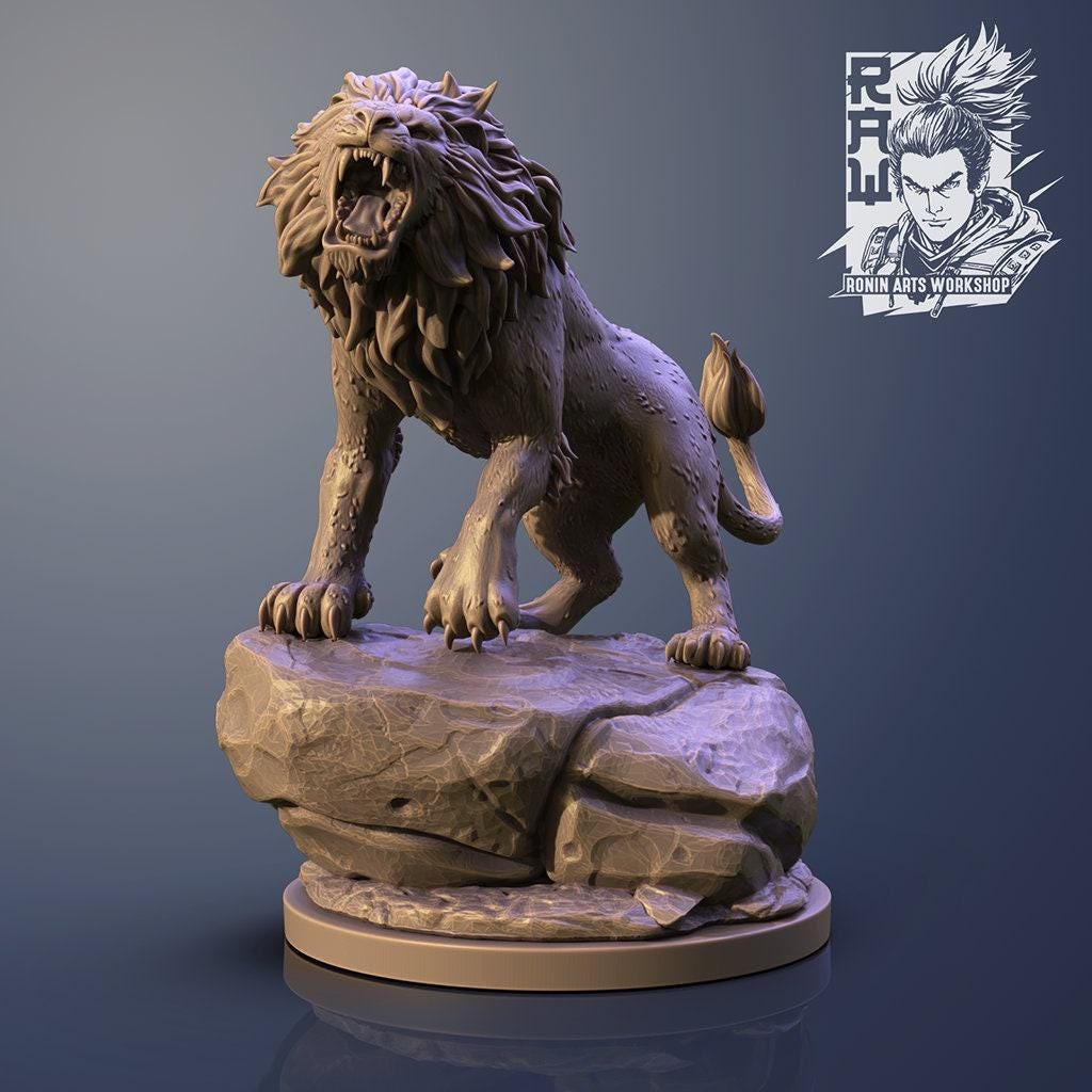 Lions Collectible Miniature, 35 mm, Feline Fury, Tabletop miniatures, Collectible figurines, Pathfinder, dungeons and dragons