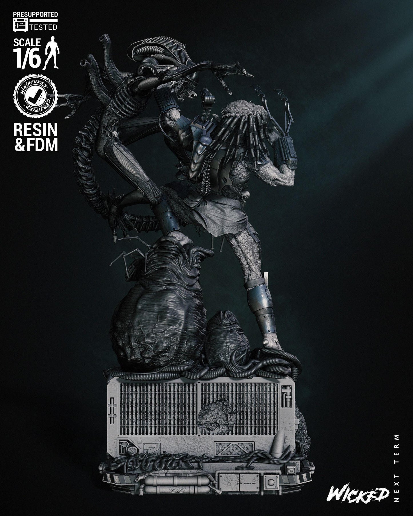 Alien vs Predator 3d print Collectible Miniature statue figure gift idea for man woman painter painted scale 1\12