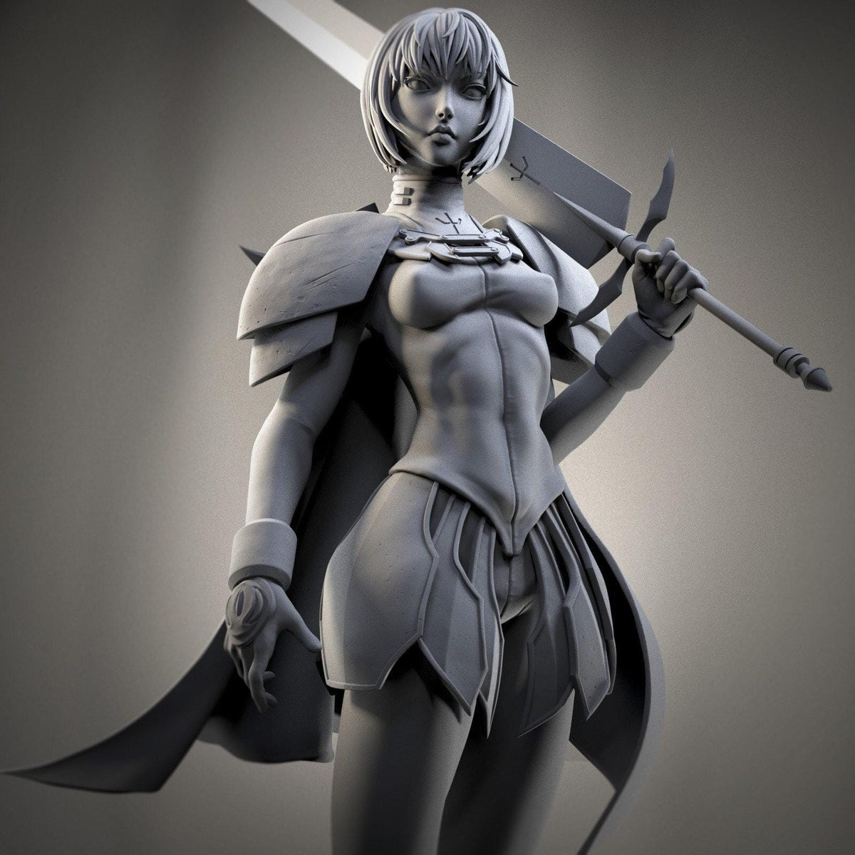Clare NSFW 3D Printed Statue – Mature Silver-Eyed Warrior Resin Collectible, Made to Order for Adult Collectors & Fans