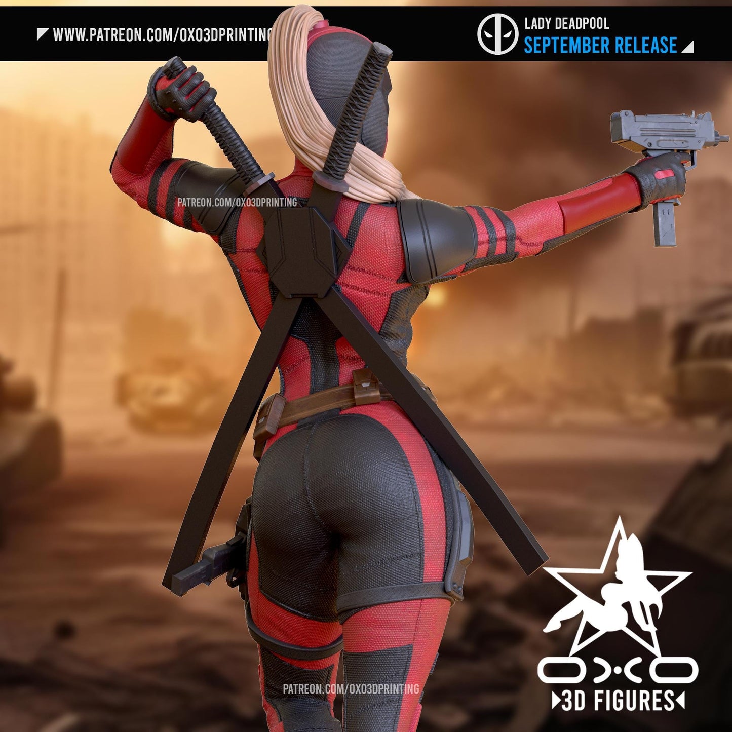 Lady Deadpool 3D Printed Collectible Statue: Merc with a Mouth Figure