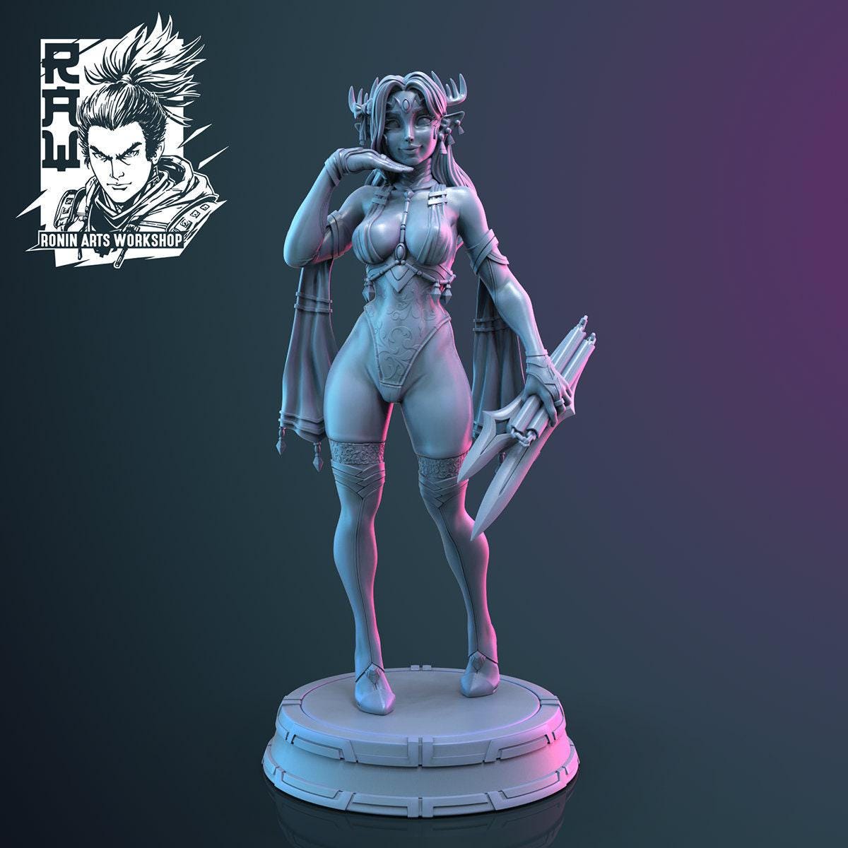 Farah NSFW 3D Printed Statue – Mature Elven Pin-Up Heroine Resin Collectible, Made to Order for Adult Collectors & Fans