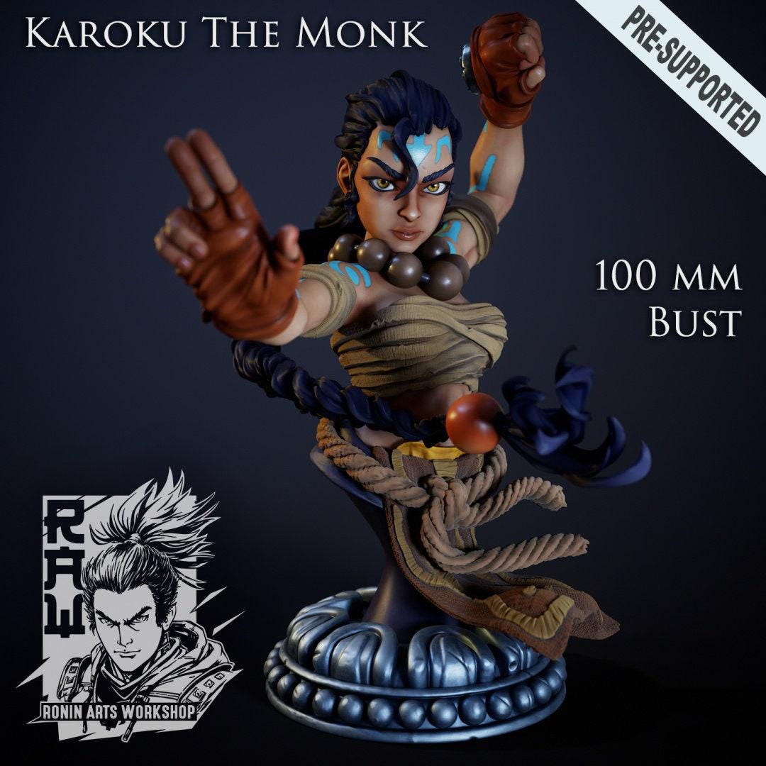 Karoku the Monk 10 cm Collectible Miniature, Tabletop miniatures, Collectible figurines, Pathfinder, Dnd, dungeons and dragons
