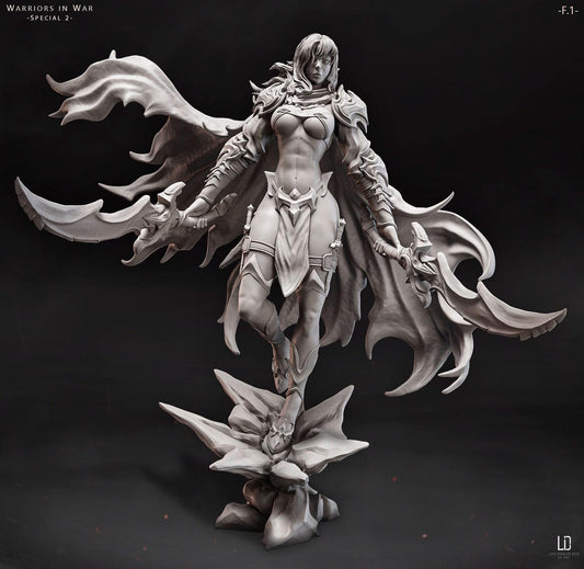Glaive Maiden Resin Statue – Hand-Painted Fantasy Collectible